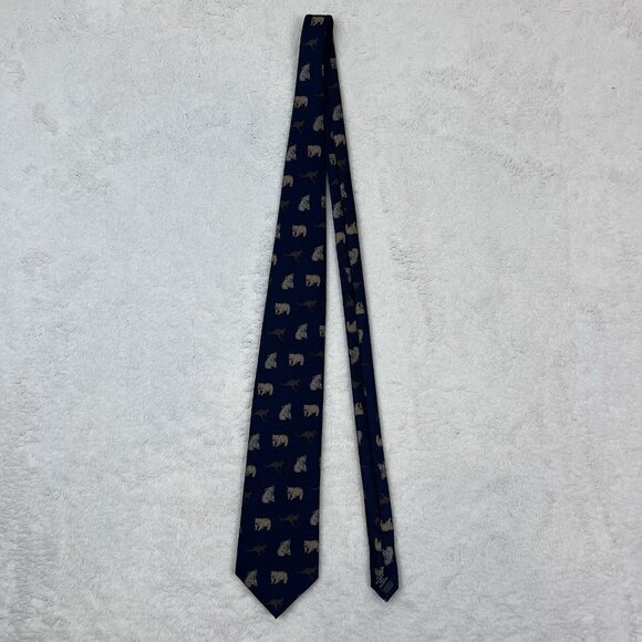 Mens Royal Co Australia Neck Tie Navy Blue Kangaroo Koala Wombat 4” X 60” - Picture 2 of 10